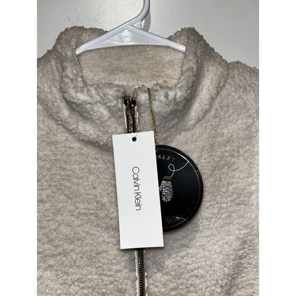 NWT Calvin Klein Cream Sherpa Fleece With Full-Zip Closure & Pockets Women's Ves - Picture 4 of 9